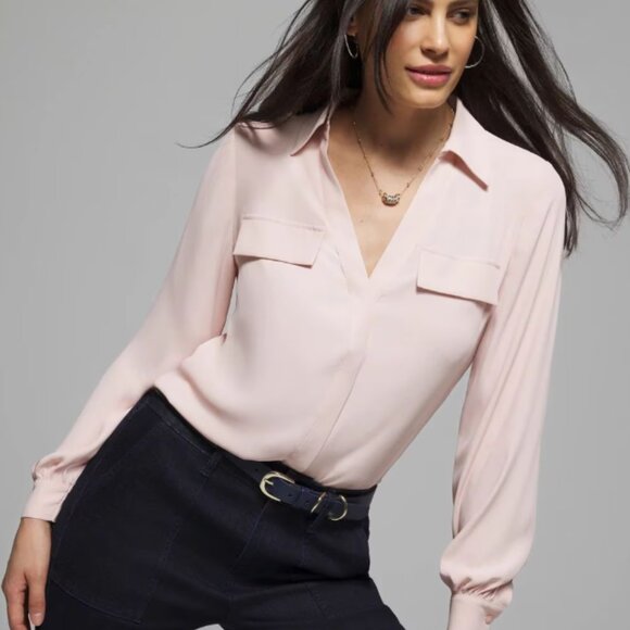 WHBM Utility Long Sleeve Blouse - Picture 2 of 4